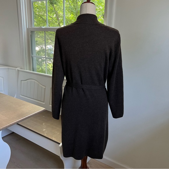 100% Merino Wool Belted Deane & White Casual Buttoned Down Tie Sweater Cardigan - Picture 3 of 10